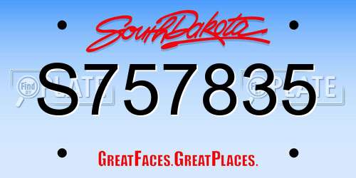 S757835 South Dakota License Plate