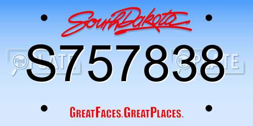 S757838 South Dakota License Plate