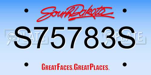 S75783S South Dakota License Plate