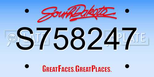 S758247 South Dakota License Plate