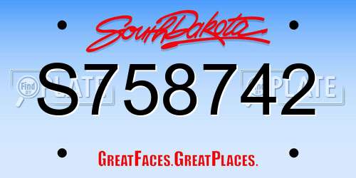 S758742 South Dakota License Plate