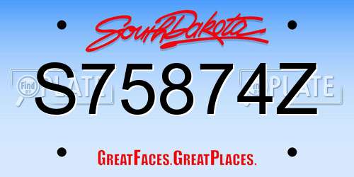 S75874Z South Dakota License Plate