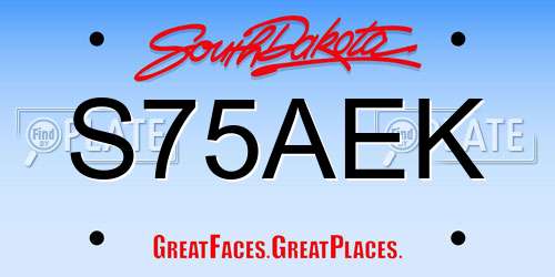 S75AEK South Dakota License Plate