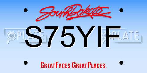 S75YIF South Dakota License Plate