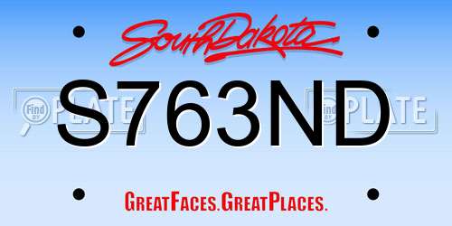 S763ND South Dakota License Plate