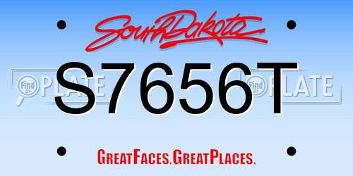 S7656T South Dakota License Plate