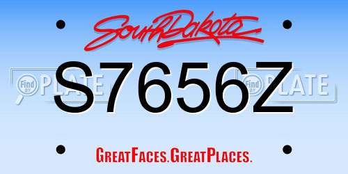 S7656Z South Dakota License Plate