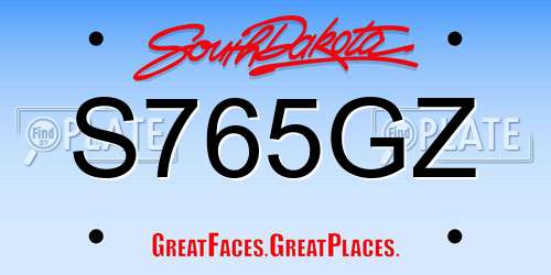 S765GZ South Dakota License Plate