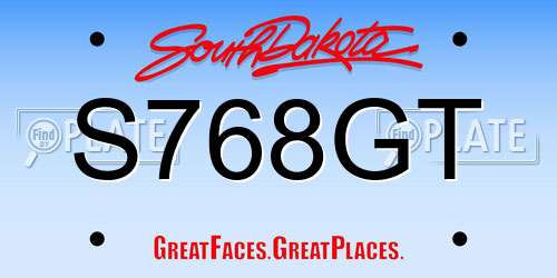 S768GT South Dakota License Plate