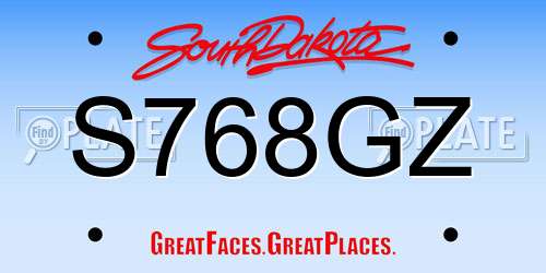 S768GZ South Dakota License Plate
