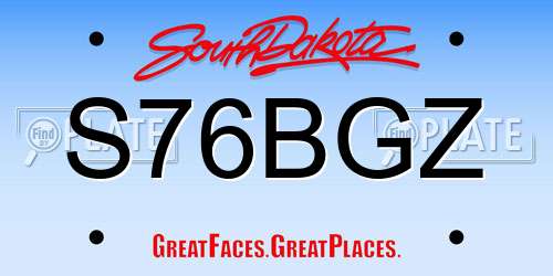 S76BGZ South Dakota License Plate