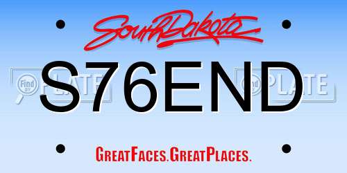 S76END South Dakota License Plate