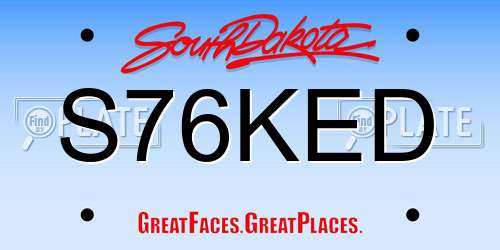S76KED South Dakota License Plate