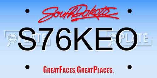 S76KEO South Dakota License Plate