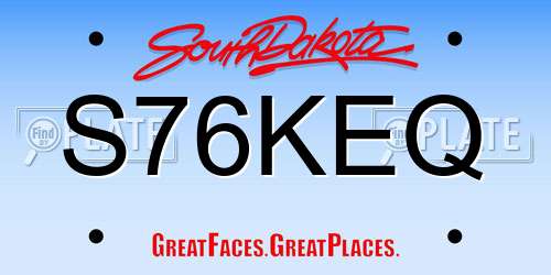 S76KEQ South Dakota License Plate