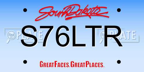 S76LTR South Dakota License Plate
