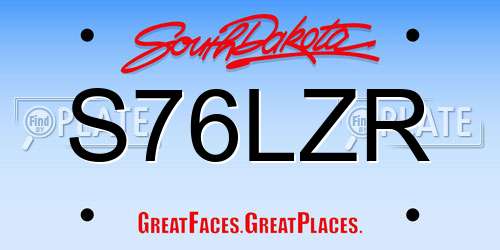S76LZR South Dakota License Plate