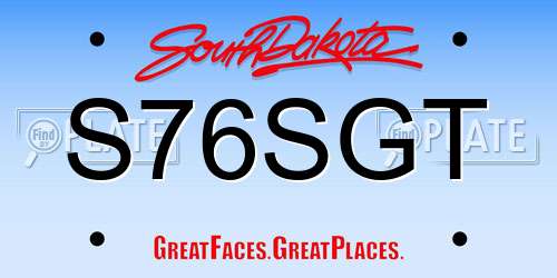 S76SGT South Dakota License Plate