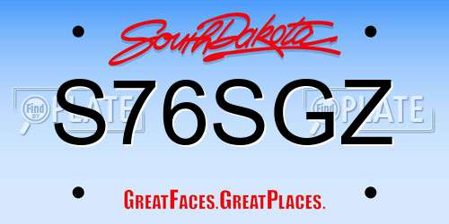 S76SGZ South Dakota License Plate