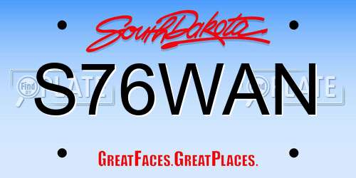 S76WAN South Dakota License Plate