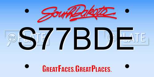 S77BDE South Dakota License Plate