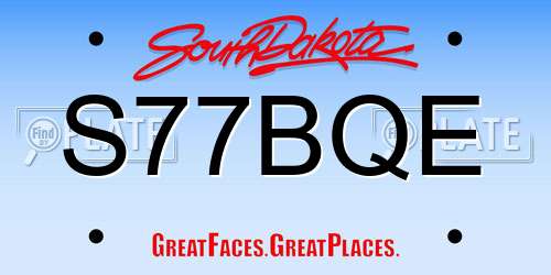 S77BQE South Dakota License Plate