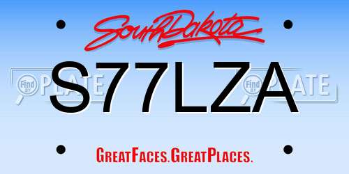 S77LZA South Dakota License Plate