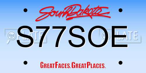 S77SOE South Dakota License Plate