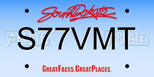 S77VMT South Dakota License Plate