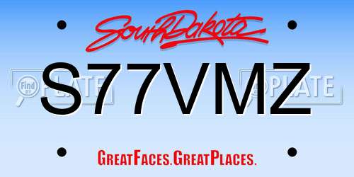 S77VMZ South Dakota License Plate