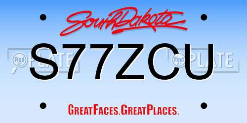 S77ZCU South Dakota License Plate