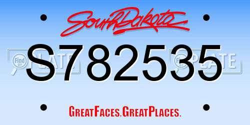 S782535 South Dakota License Plate