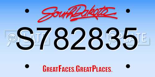 S782835 South Dakota License Plate