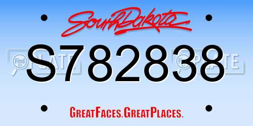 S782838 South Dakota License Plate