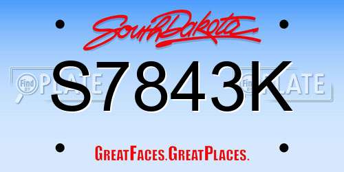 S7843K South Dakota License Plate