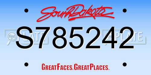 S785242 South Dakota License Plate
