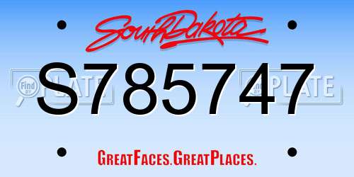 S785747 South Dakota License Plate