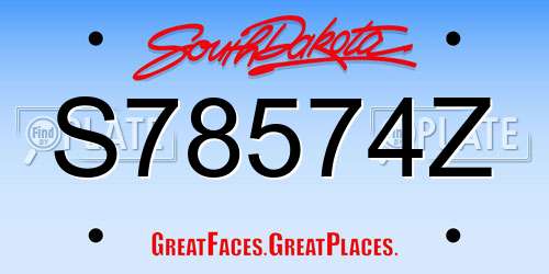 S78574Z South Dakota License Plate