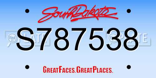 S787538 South Dakota License Plate