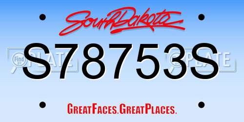 S78753S South Dakota License Plate
