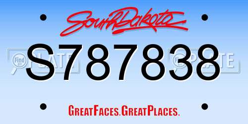 S787838 South Dakota License Plate