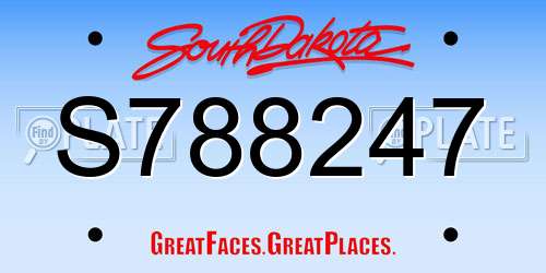 S788247 South Dakota License Plate