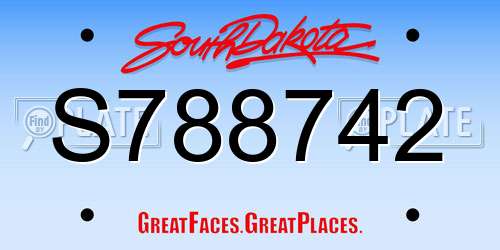 S788742 South Dakota License Plate