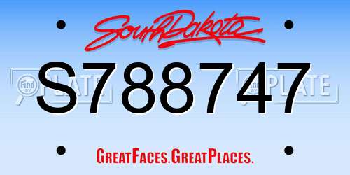 S788747 South Dakota License Plate