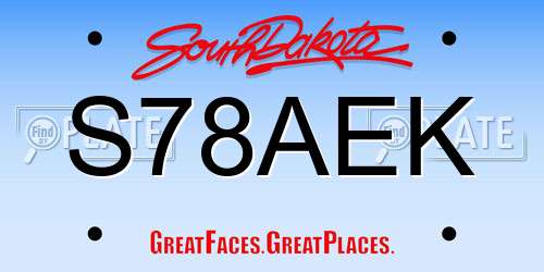S78AEK South Dakota License Plate