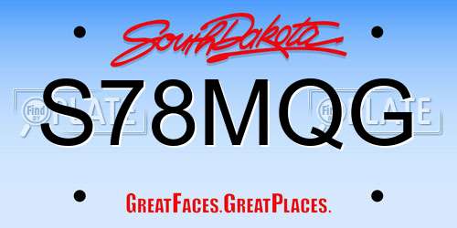 S78MQG South Dakota License Plate