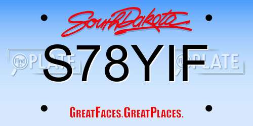 S78YIF South Dakota License Plate