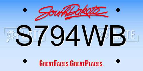S794WB South Dakota License Plate