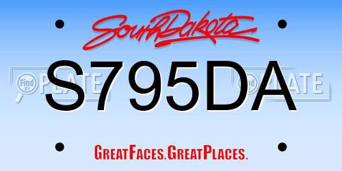 S795DA South Dakota License Plate