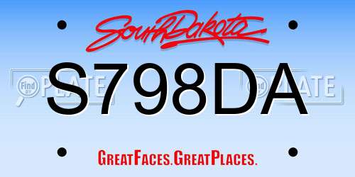 S798DA South Dakota License Plate